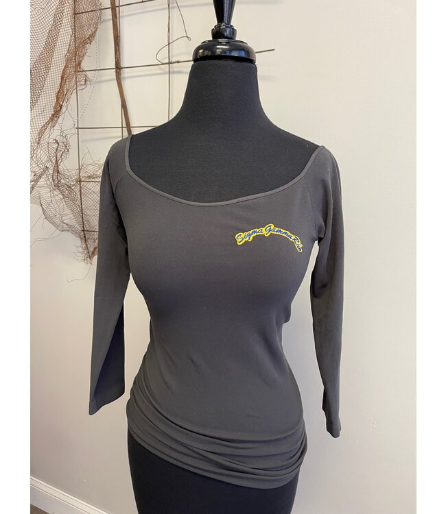 ΣΓΡ Small Charcoal Grey ¾” Sleeve Fitted Top