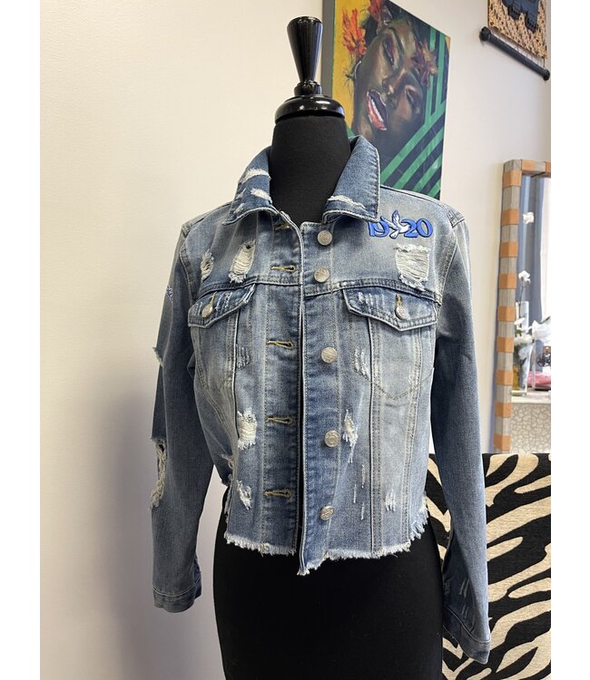 ΖΦΒ SALE! ZPB Zeta Phi Beta Ripped Denim Jacket (SP26)