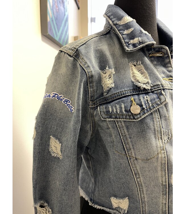 ΖΦΒ SALE! ZPB Zeta Phi Beta Ripped Denim Jacket (SP26)