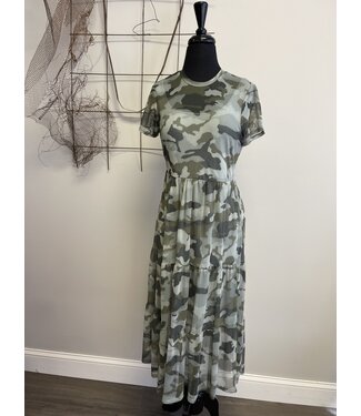 Sheer Mesh Green Camo Dress