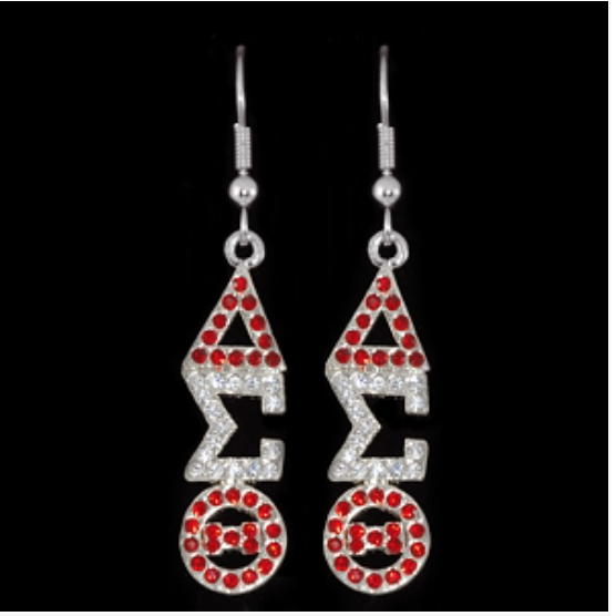 ΔΣΘ Red and Silver Austrian Crystal Earrings