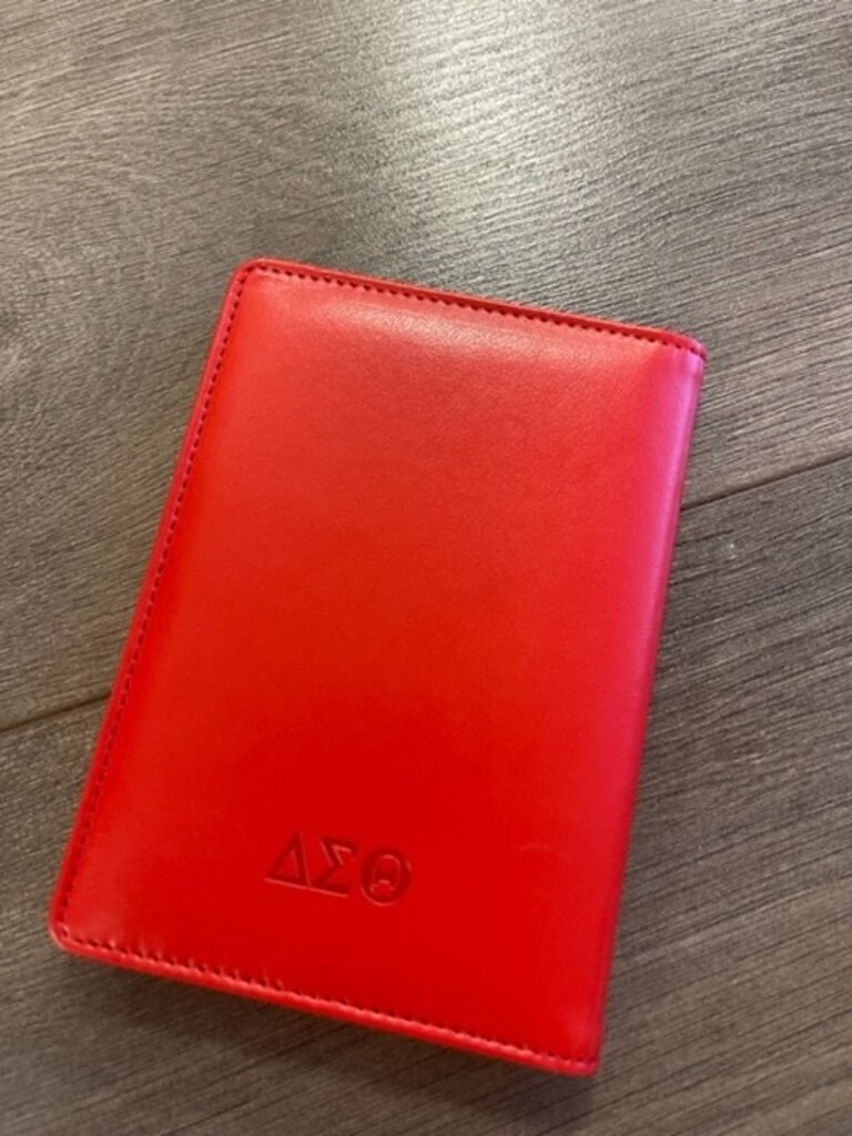 ΔΣΘ DST Red Leather Passport Cover