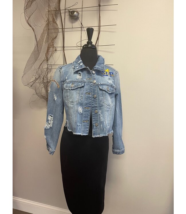ΣΓΡ Fringed Medium Light Denim Jacket