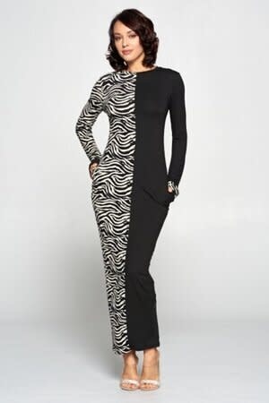 Zebra/Black Long Dress