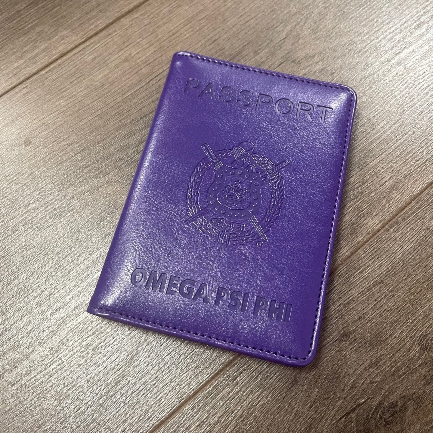 ΩΨΦ Purple  Leather Passport Cover