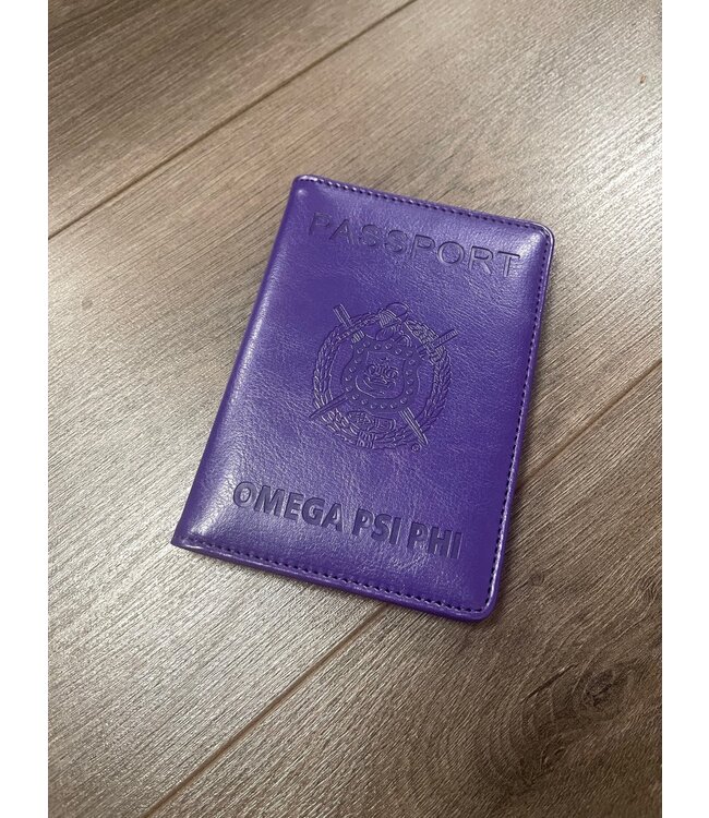 ΩΨΦ Purple  Leather Passport Cover