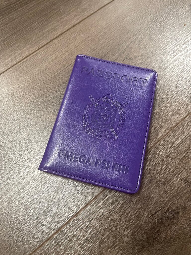 ΩΨΦ Purple  Leather Passport Cover