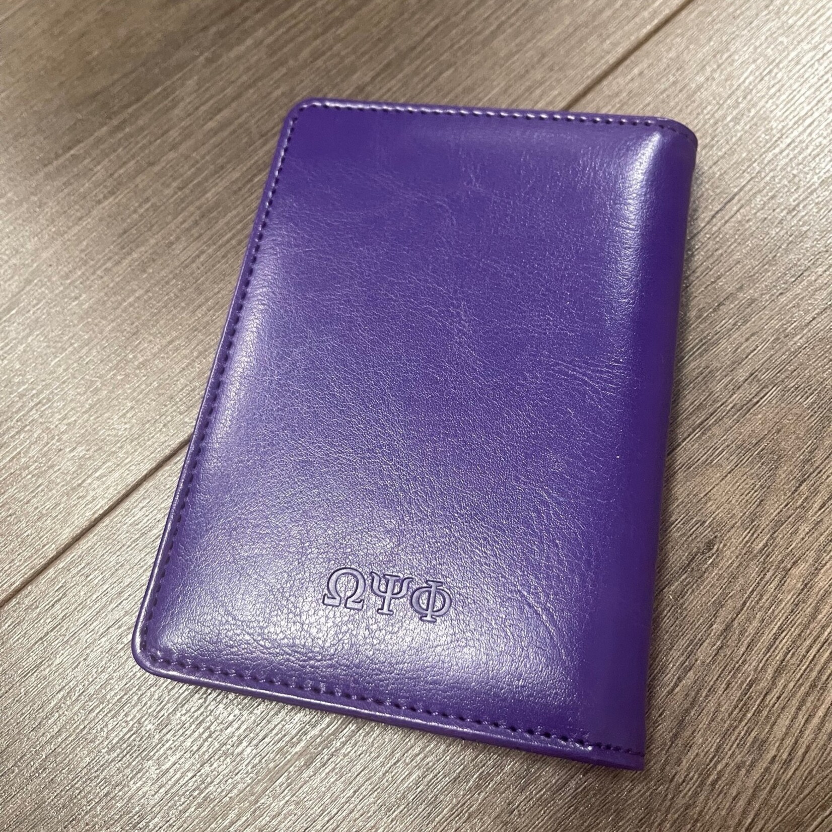 ΩΨΦ Purple  Leather Passport Cover