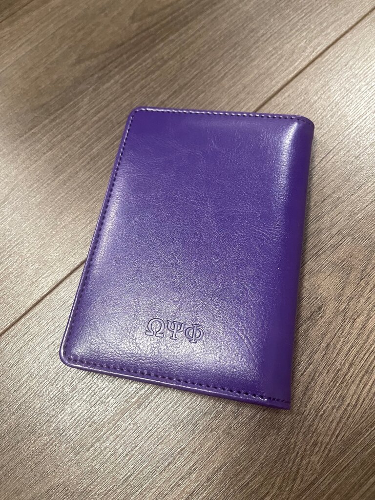 ΩΨΦ Purple  Leather Passport Cover