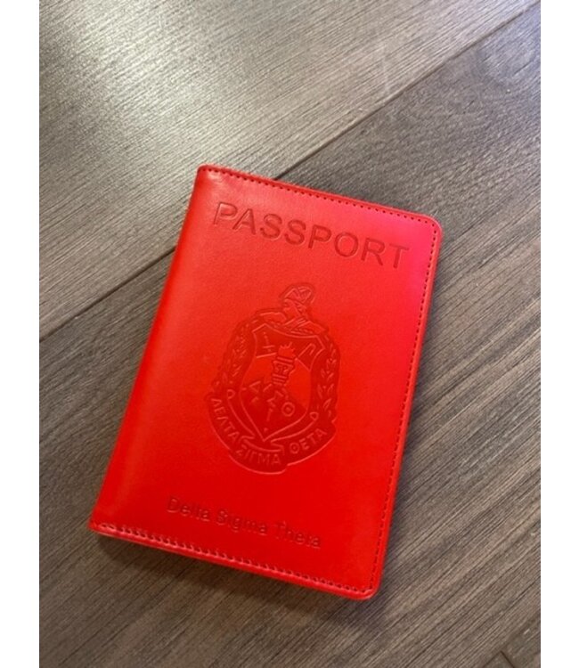 ΔΣΘ DST Red Leather Passport Cover