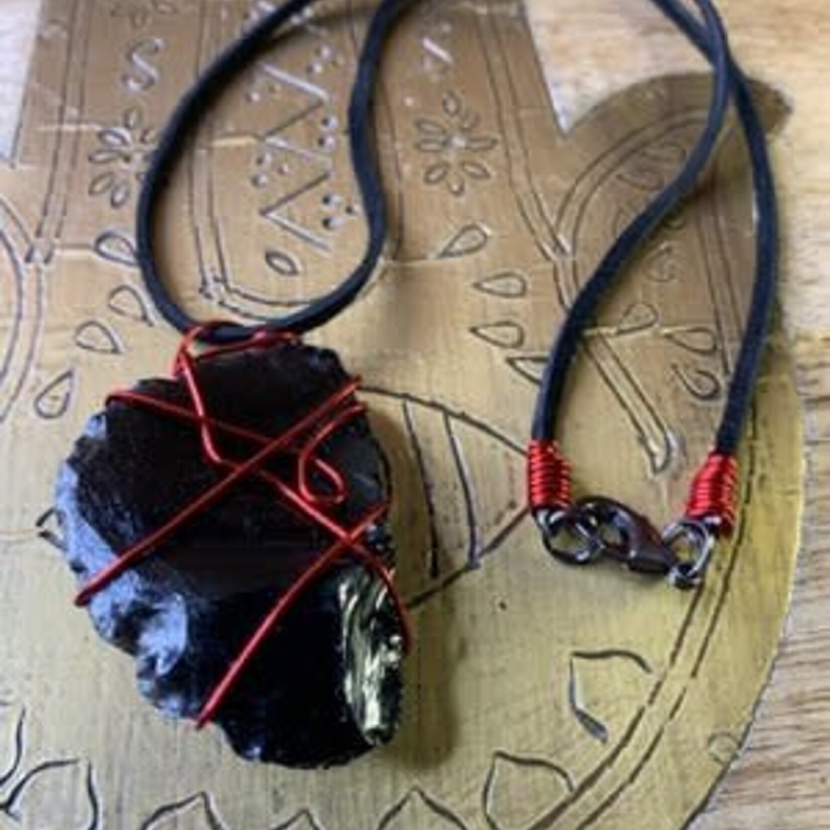 W Jazspire Black Obsidian Necklace