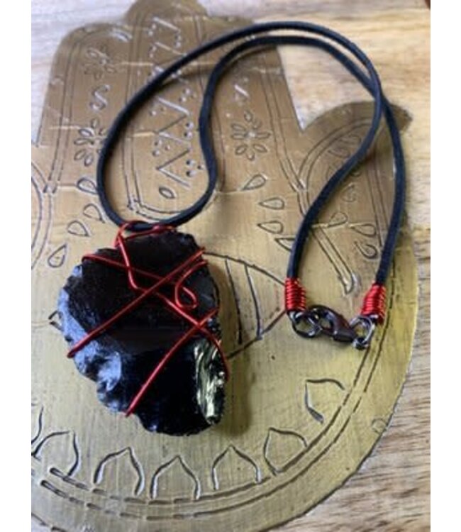 W Jazspire Black Obsidian Necklace