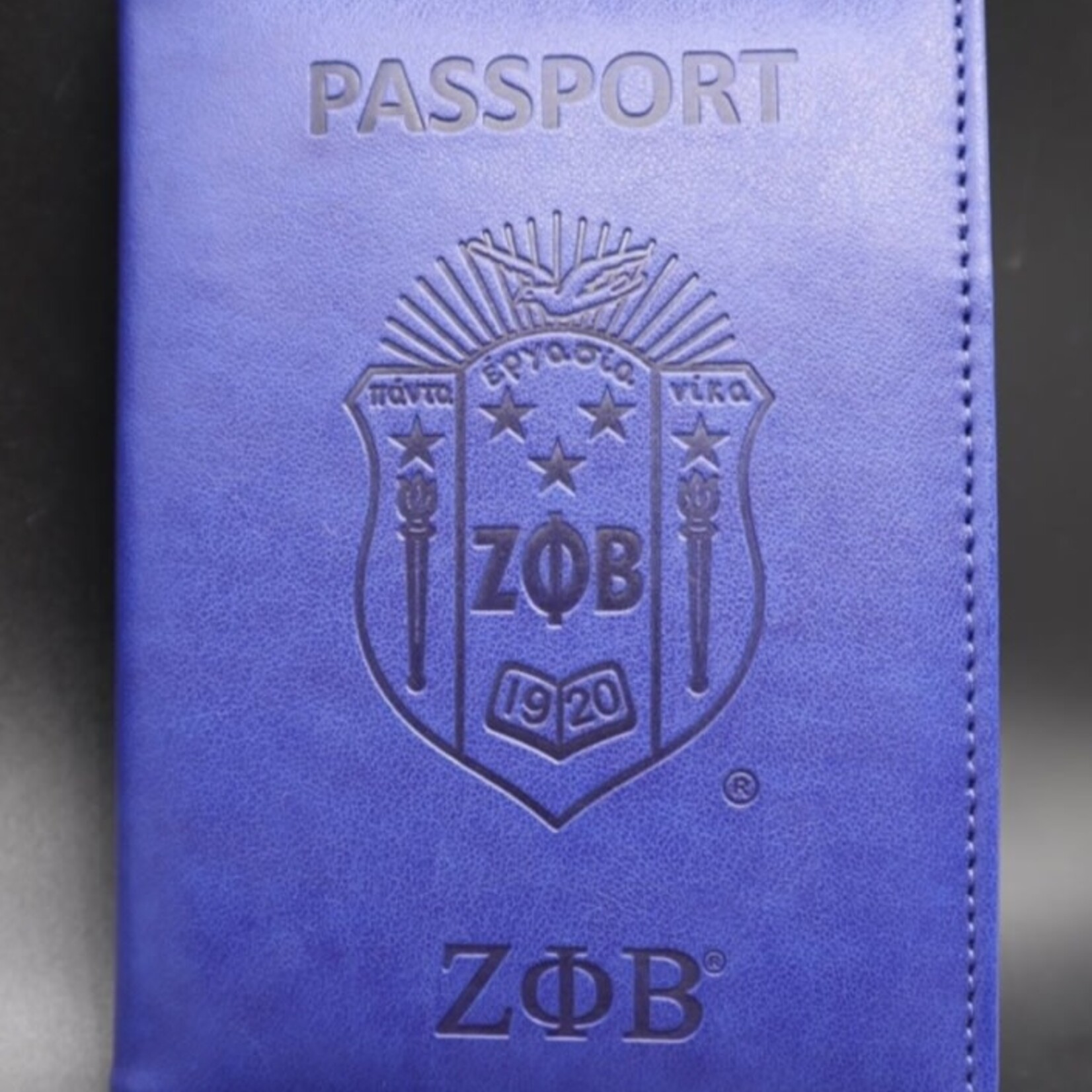 ΖΦΒ Blue Leather Passport Cover