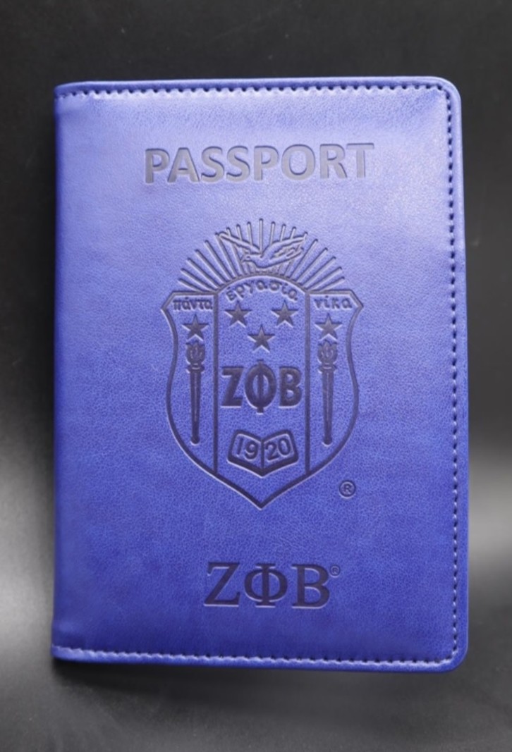 ΖΦΒ Blue Leather Passport Cover