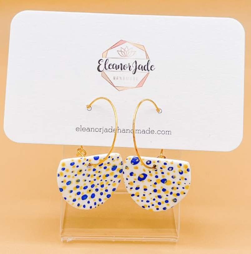 Blue & Yellow Dot Hoop Statement | Eleanor Jade Handmade