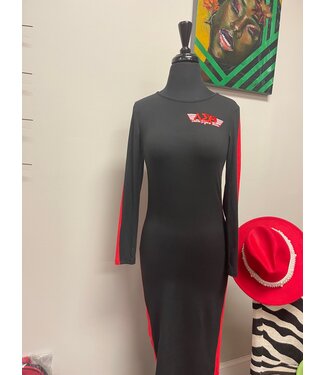 ΔΣΘ SALE DST Black /Red Side Stripe Dress (FA25) LG
