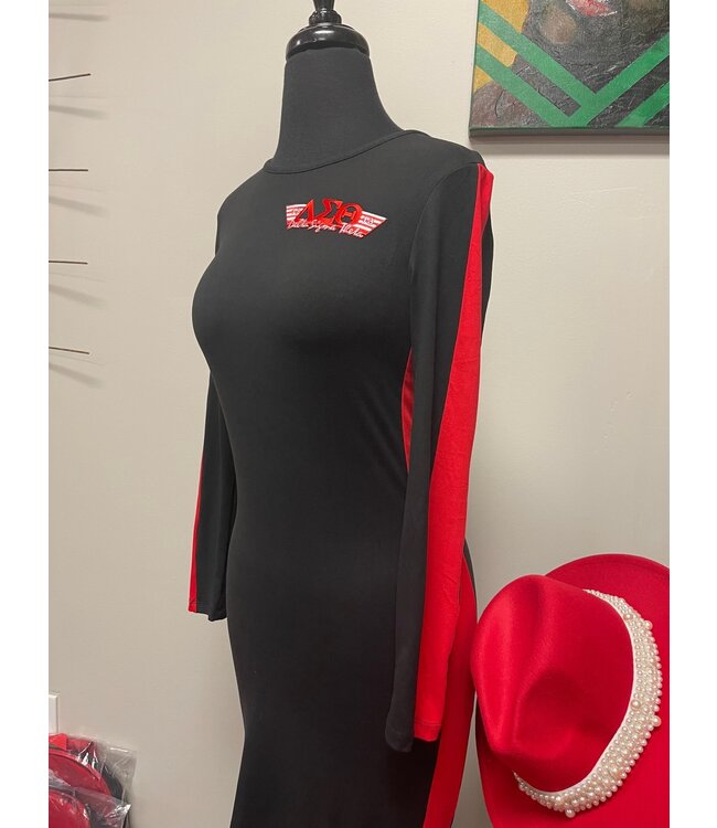 ΔΣΘ DST Black /Red Side Stripe Dress