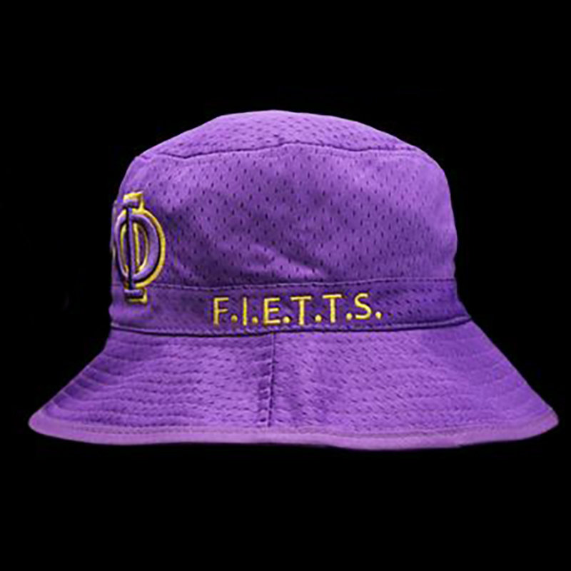 ΩΨΦ Purple Mesh Embroidered Bucket Hat