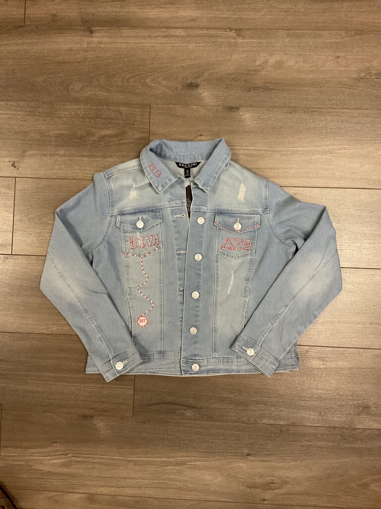 ΔΣΘ DST Flawless Pearls Custom Painted Jean Jacket (MD) 2025