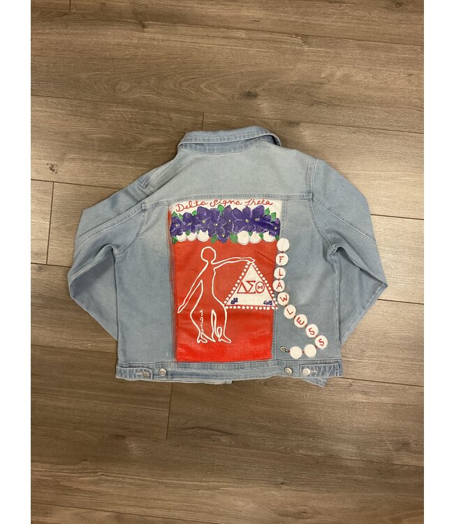 ΔΣΘ DST Flawless Pearls Custom Painted Jean Jacket (MD) 2025