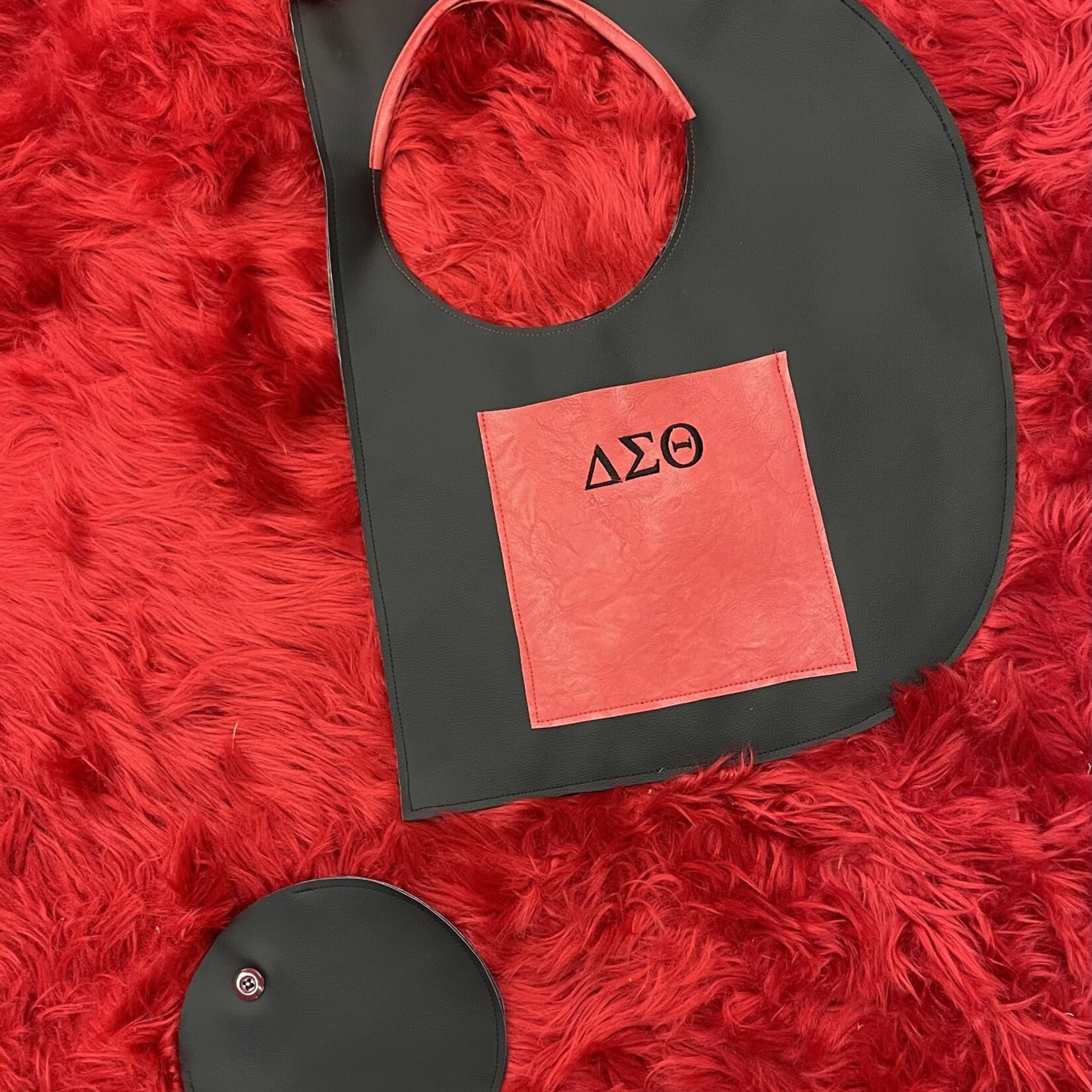 ΔΣΘ DST Black Leather D Bag with Pouch