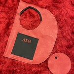 ΔΣΘ DST Red Leather D Bag with Pouch