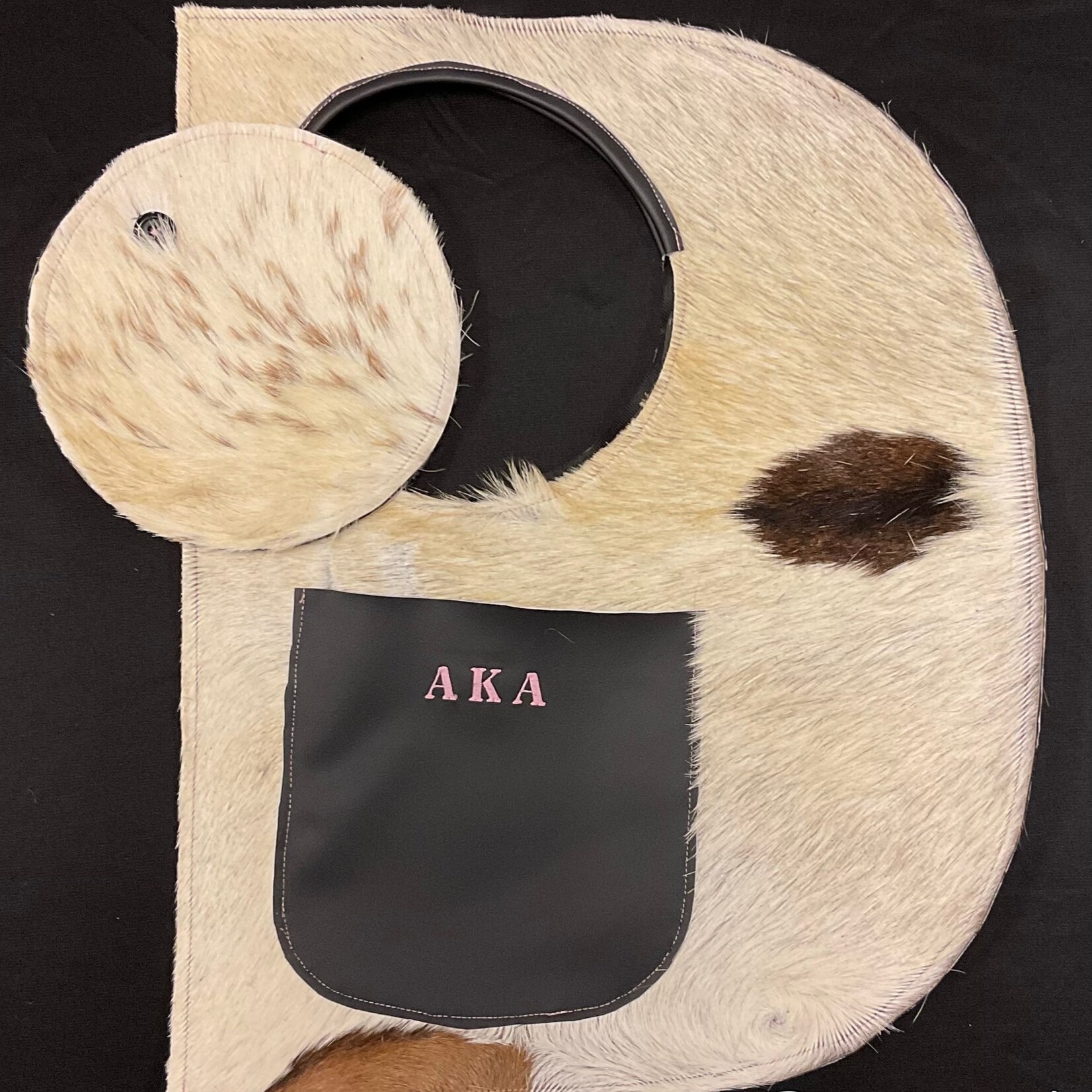 ΑΚΑ AKA Embroidered Cowhide D Bag with pouch