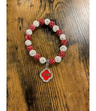 ΔΣΘ DST Red & White Beaded Bracelet