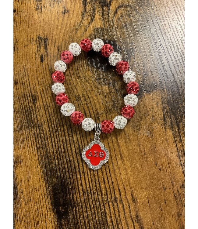 ΔΣΘ DST Red & White Beaded Bracelet
