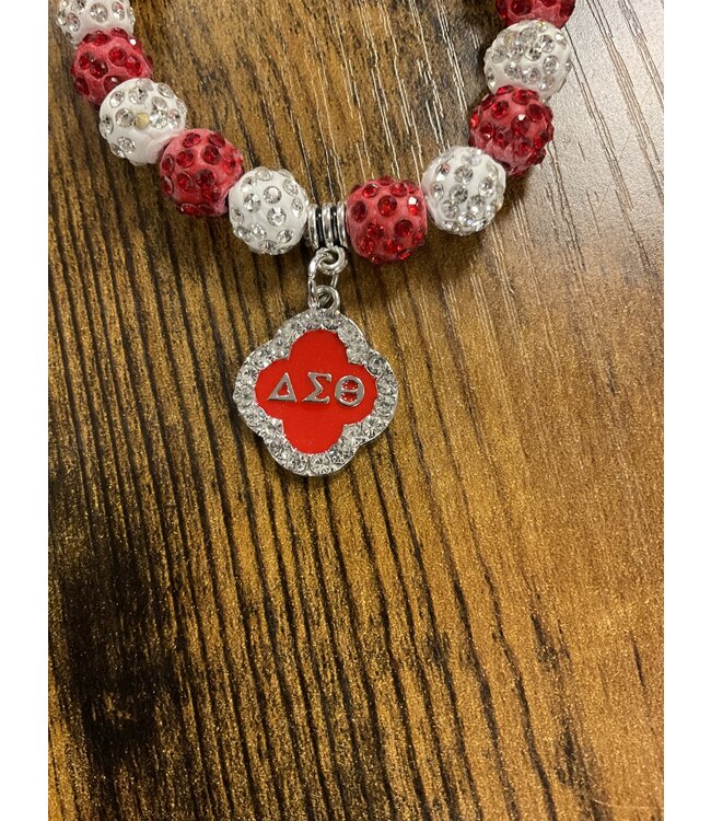 ΔΣΘ DST Red & White Beaded Bracelet
