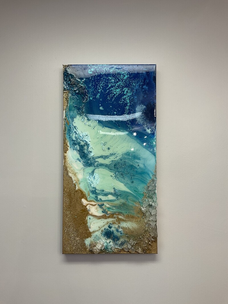 Resin and Crystal Ocean Painting