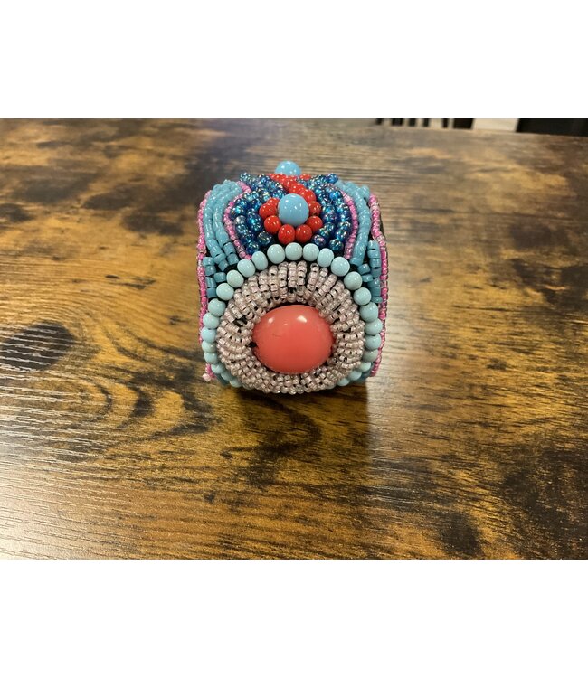 W Pastel Beaded Cuff Bracelet