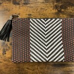 W Leather Woven Clutch