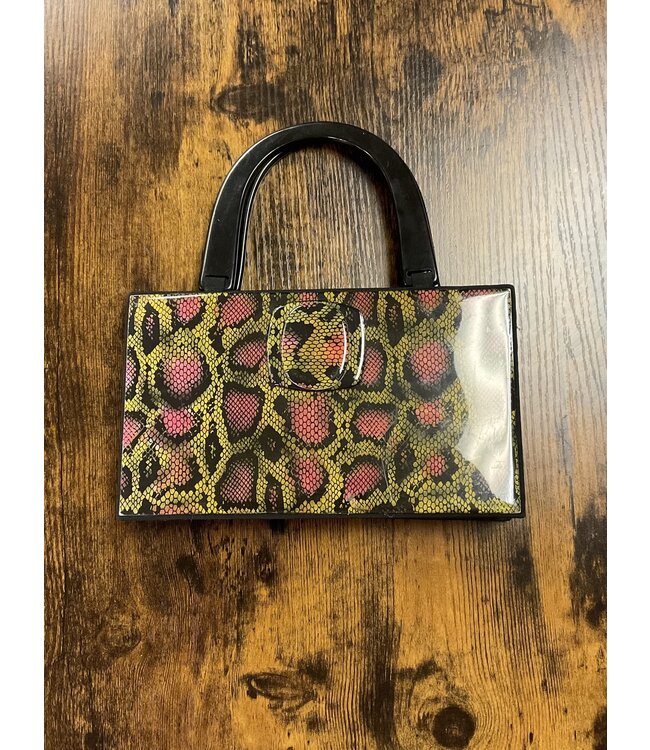 Snakeskin print collapsible clutch (FA24)