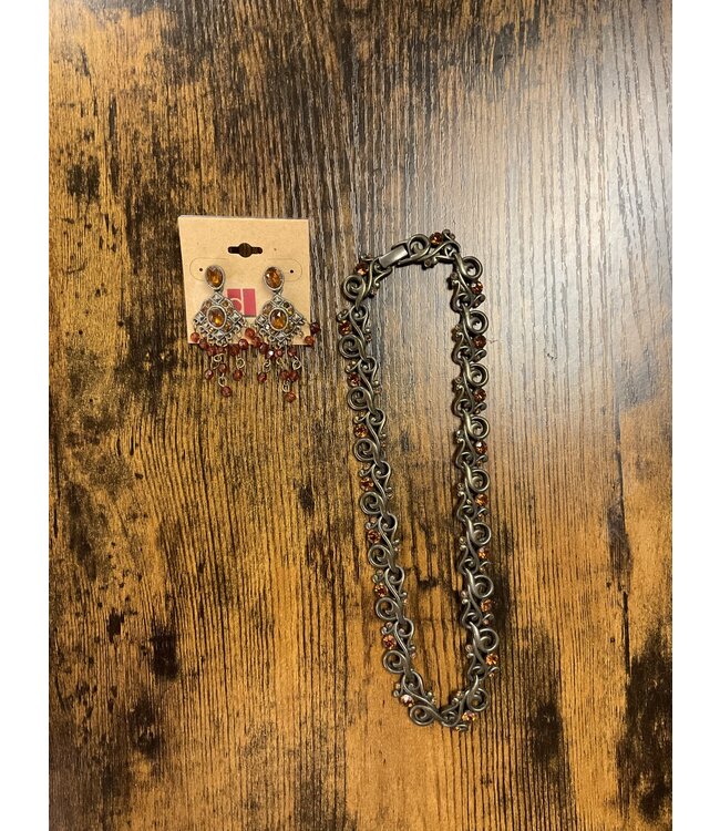 W Vintage Amber Chandelier Earrings