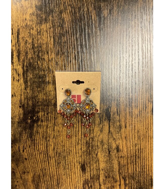 W Vintage Amber Chandelier Earrings