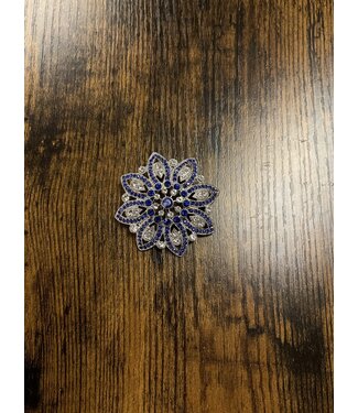 W Blue Flower Brooch