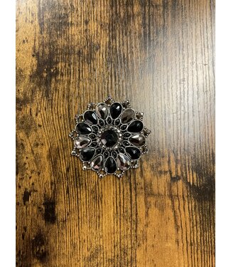 W Black and Silver Brooch