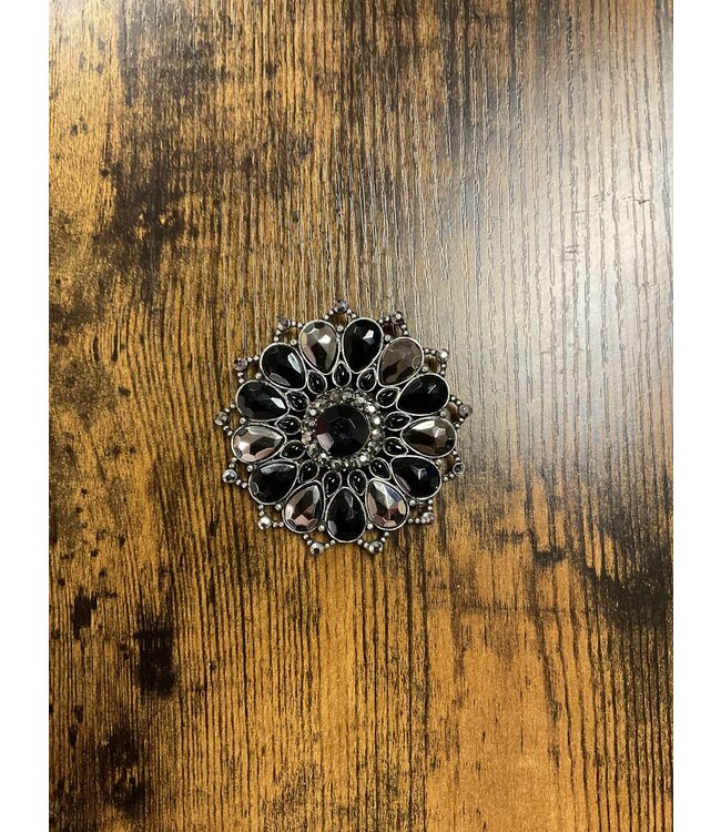 W Black and Silver Brooch