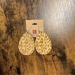 W Wooden cheetah print earrings