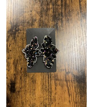 W Black iridescent beaded earrings