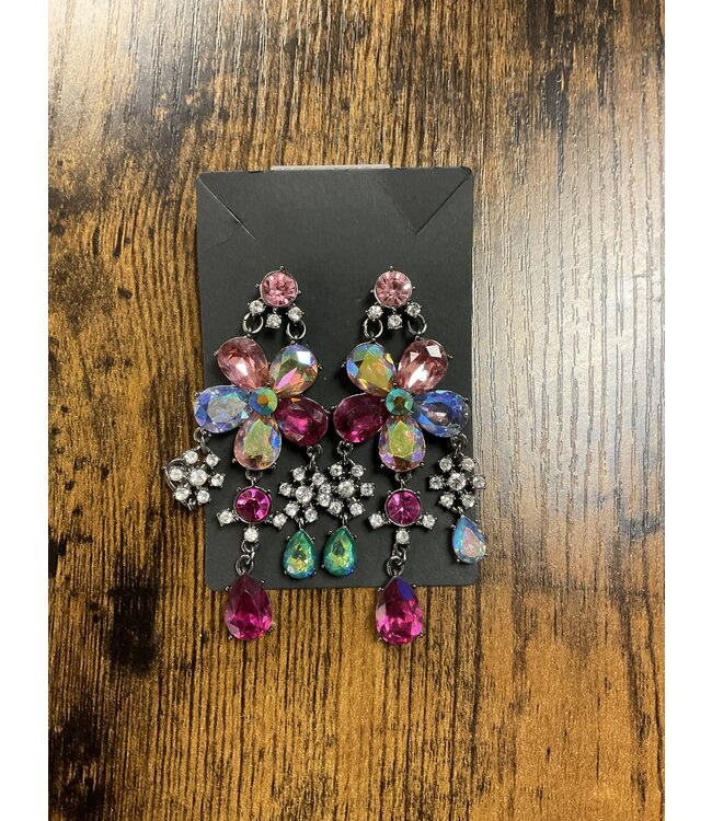 W Multi colored flower earrings