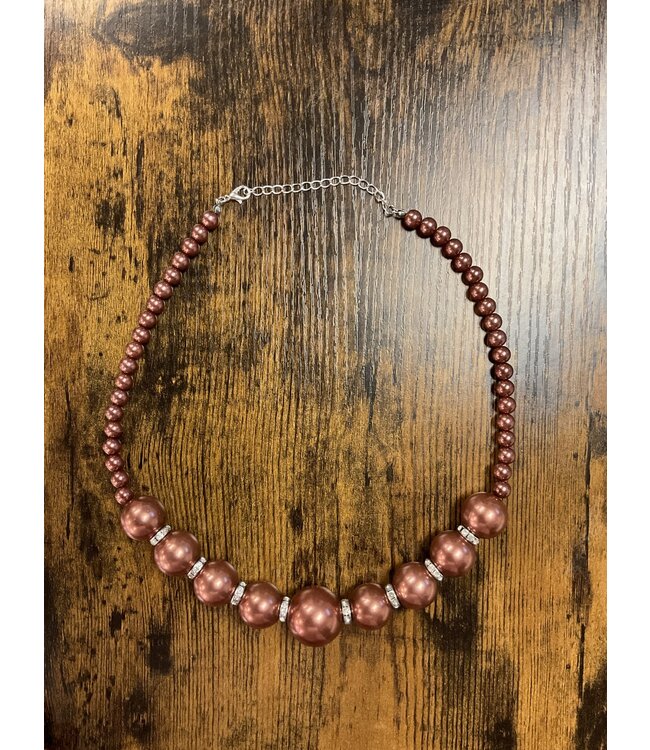 W Rose Tint Pearl Necklace