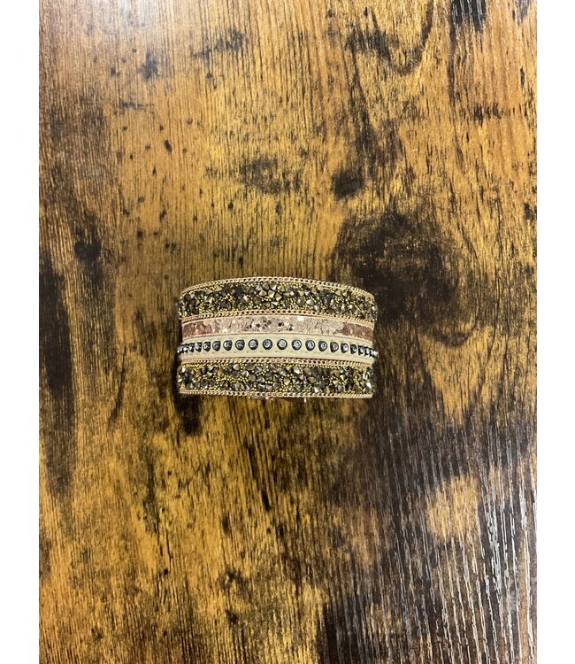 W Magnetic Beaded Cuff Bracelet