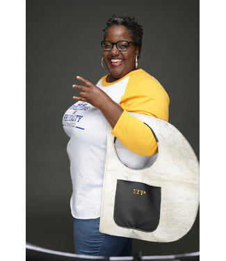ΣΓΡ NEW! SGR Embroidered Cowhide D Bag w/Square/Rounded Pocket (FA25)