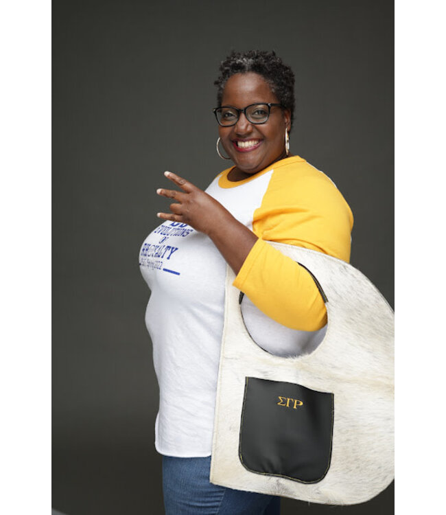 ΣΓΡ SGR Embroidered Cowhide D Bag with square/or rounded pocket (FA25)