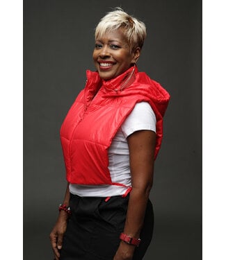 ΔΣΘ SALE DST Red Puff Open Vest w/Hood (FA25)