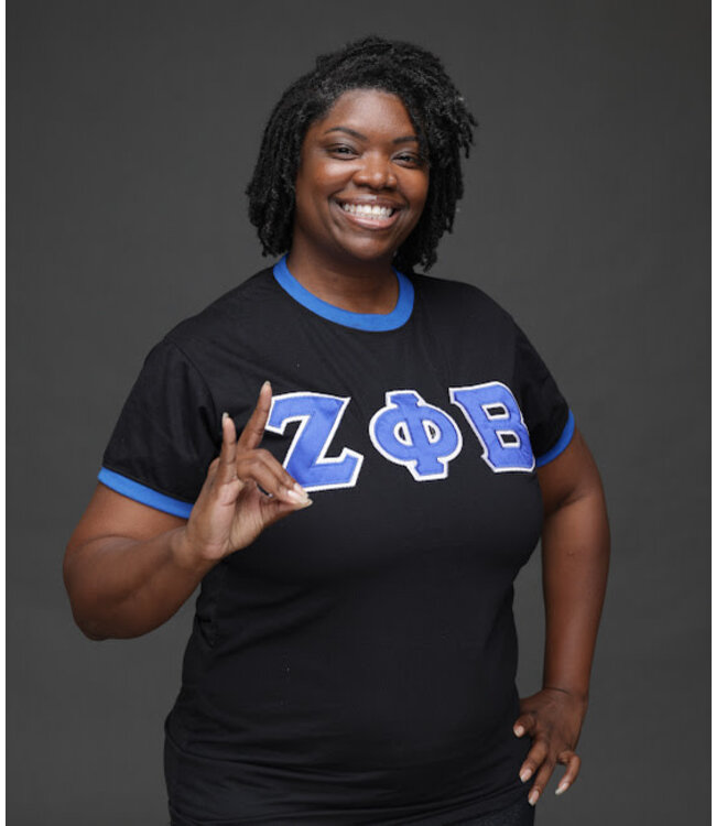 ΖΦΒ ZPB Ringer Tee with Sewn Satin Tackle Twill Letters