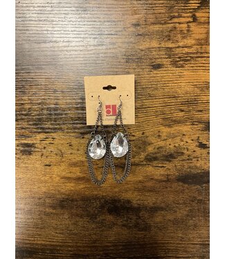 W Clear chain teardrop earring