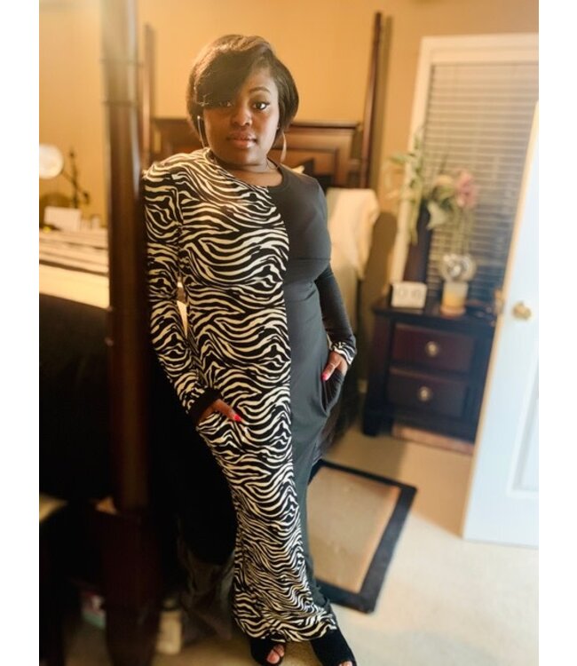 W Half and Half  Animal Print BodyCon Dress